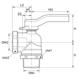 Aalberts SEPP vanne à boisseau sphérique coudée gaz 0210349 6,0 cbm/h, R 1xRp 1, pour compteurs de gaz bitube, laiton