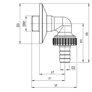 Aalberts Sepp Wandanschlussbogen 0006132 DN 15, mit Rosette und Schlauchverschraubung, Messing verchromt