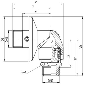 Aalberts SEPP Safe wall elbow 0005953 DN 15, angle shape, with backflow preventer, pipe aerator, chrome-plated brass