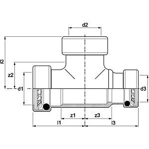 Aalberts VSH Tectite T-Stück TT130282815 28 x 28 x 15 mm, Kupfer, reduziert, unlösbar