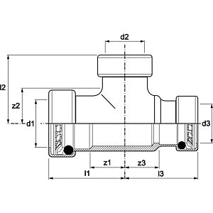 Aalberts VSH Tectite T-piece TT130282222 28 x 22 x 22 mm, copper, reduced, non-detachable
