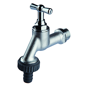 Seppelfricke Sepp outlet valve 0000102 DN 20, brass matt chrome-plated, hose screw connection, T-handle upper part