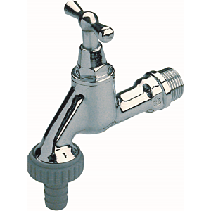 Seppelfricke Sepp outlet valve 0000100 DN 15, chrome-plated brass, hose screw connection, T-handle upper part
