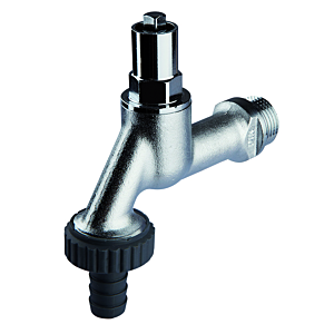 Seppelfricke Sepp outlet valve 0000141 DN 15, chrome-plated brass, for socket wrench, with hose screw connection