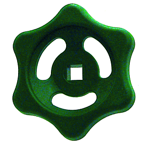 Aalberts SEPP servo hand wheel 0033121 SW 6.5 - 60 mm, for DN 15/20, PA, green, brass