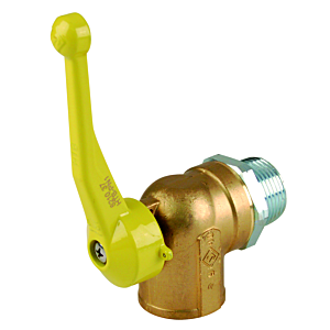 Aalberts SEPP gas corner ball valve 0004050 DN 25, R 1 x Rp 1, for two-pipe gas meters, brass