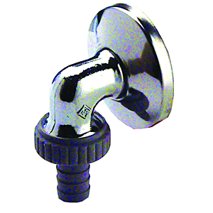 Aalberts Sepp Wandanschlussbogen 0006132 DN 15, mit Rosette und Schlauchverschraubung, Messing verchromt