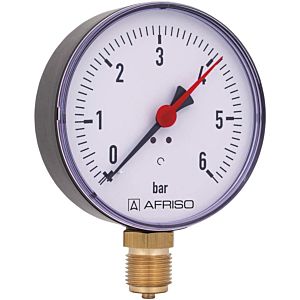 Afriso Manometer 0-10 bar, senkrecht 63614 Gehäuse 100mm Durchmesser, 1/2" Anschluss