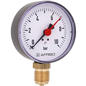 Afriso Manometer 0-10 bar, senkrecht 63564 Gehäuse 80mm Durchmesser, 1/2" Anschluss