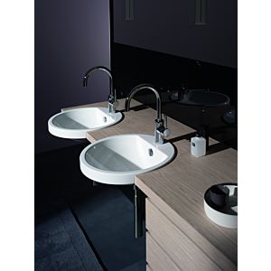 Lavabo semi-encastré Alape HB.S450H, Ø 450 mm, blanc, avec trou de robinetterie et trop-plein