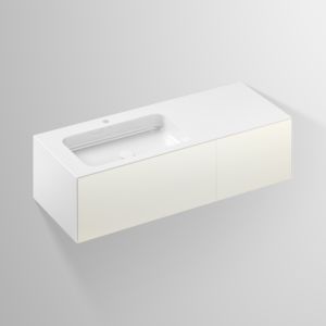 Alape Folio Waschplatz 5158814000 1254x500mm, Mulde links, weiß, mit Hahnloch, ohne Überlauf