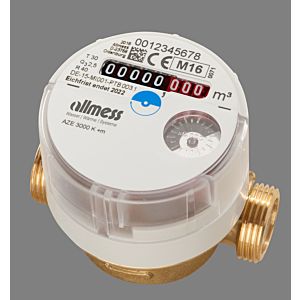 Allmess replacement water meter 0903112206 AZE-3000-K+m, Q3 2.5, DN 15, 80 mm, 30 °C