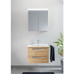 Artiqua Série 843 Ensemble de meubles de salle de bains avec armoire de toilette 65 cm 843B236226 Lavabo avec meuble bas, blanc brillant