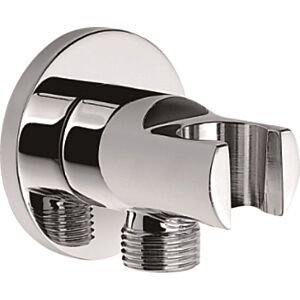 AqvaZone AqvaShower wall connection elbow 025517750 chrome, round, with holder, 1/2 inch