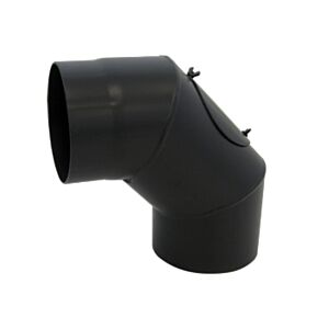 Bertrams ST-Pu Segmentbogen 08SBRV90-250L 90°, 250 mm, geschweißt, pulverbeschichtet, schwarz, Reinigungsöffnung