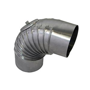 Bertrams aluminium bend 14BG90-60KV 90°, Ø 60 x 0.7 mm, ribbed, with control closure