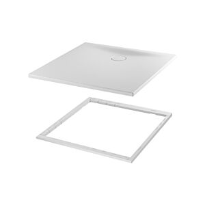 Bette BetteFloor Surface de douche latérale 3380-000AS, T1 120x90cm, anti-dérapant/sens, mini support de bain, blanc
