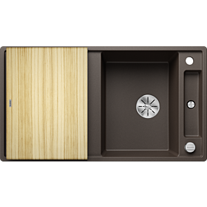 Blanco Axia iii 5 s évier 523214 91,5x47cm, PuraDur cafe, réversible, avec planche à découper en bois