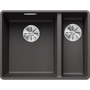 Blanco Subline 340/160-f sink 523569 55.2x42.7cm, PuraDur rock gray, left, for undercounter