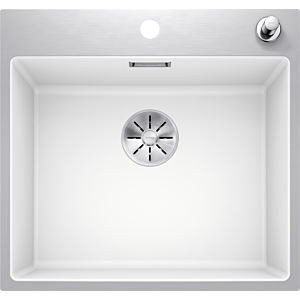 Blanco SUBLINE 500-IF / ASteelFrame évier 524112 54,3 x 51 cm, PuraDur blanc, installation par le haut, avec télécommande à bouton-poussoir