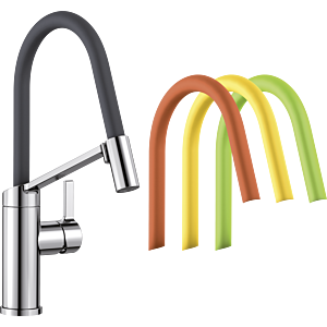 Blanco cuisine match1 524813 flexible, chromé / gris lave / kiwi / orange