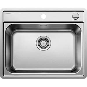 Lavabo Blanco Lemis 525109 61,5 x 50 cm, finition inox brossé, télécommande de vidange avec actionnement rotatif