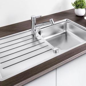 Blanco sink 519709 100 x 50 cm, Stainless Steel brush finish, reversible, with drain remote control with rotary control