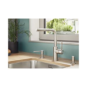 Blanco LANORA-SF kitchen faucet 526180 high pressure, operating lever with vertical zero position, brushed stainless steel