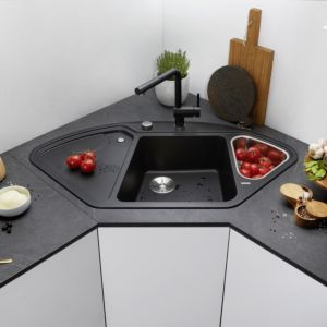 Blanco sink 523656 105.7 x 57.5 cm, PuraDur anthracite, drain remote control with rotary control