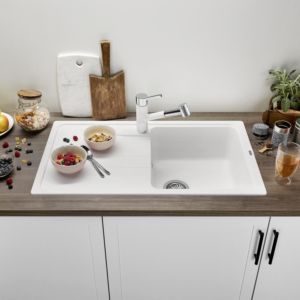 Blanco Sona 5 S Spüle 519674 86x50cm, PuraDur weiß, reversibel, ohne Ablauffernbedienung