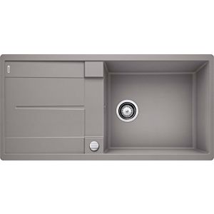 Blanco évier 519151 99 x 49 cm, PuraDur alumetallic, réversible, télécommande de vidange avec commande rotative