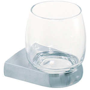 Porte-verre Bravat Metasoft 816410, verre transparent bombé, chromé
