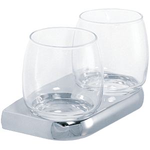 Porte-verre Bravat Metasoft 816510 Double, verre clair incurvé, chromé