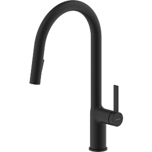 Robinet de cuisine Bravat Torino 3521329 avec douchette extractible, noir mat