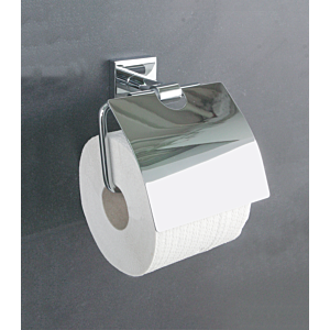 Bravat Quaruna WC-Papierhalter 753910 mit Deckel, chrom, zum Kleben oder Schrauben