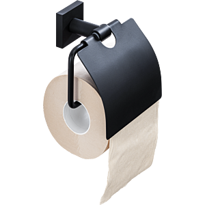 Porte-papier toilette Bravat Quaruna 753999 avec couvercle, à coller ou à visser, noir mat