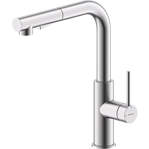 Robinet de cuisine Bravat Toronto 3544598 à installer sous la fenêtre, avec douchette extractible, en acier inoxydable