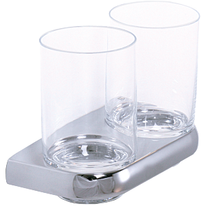 Porte-verre Bravat Metasoft 816210 Double, cylindrique, en verre transparent, chromé