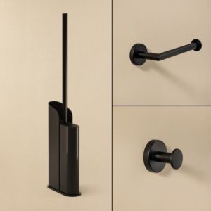 Cosmic Start Badaccessoires Set 3 in 1 schwarz  mit Flat Bürstengarnitur, Papierhalter und Haken