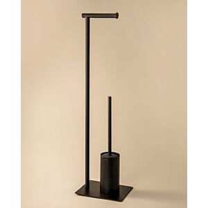 Cosmic Essentials Stand-Toilettenbürstenhalter WJC292A0097036 mit Rollenhalter, 135 x 150 x 855 mm, schwarz matt