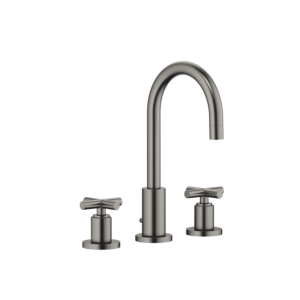 Dornbracht Tara. robinet trois trous 20710892-99 pour lavabo, avec garniture de vidage , saillie 135 mm, platine foncé mat