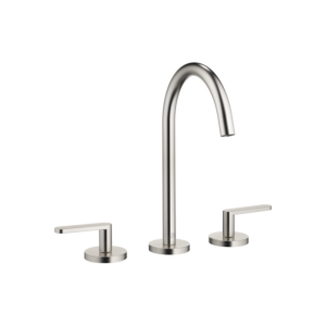 Dornbracht Meta three-hole mixer 20713661-06 with Meta -up waste, projection 168mm, platinum matt