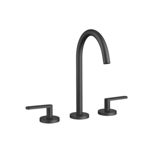 Dornbracht Meta three-hole mixer 20713661-33 with pop-up waste, 168mm projection, matt black