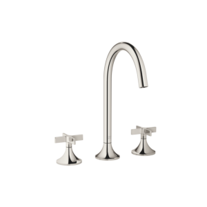 Dornbracht Vaia three-hole tap 20713809-08 for washbasin, with waste set, platinum