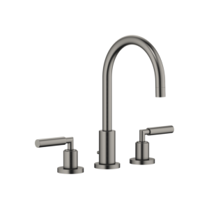 Dornbracht Tara. three-hole tap 20713882-99 for washbasin, with waste set, projection 165 mm, matt dark platinum