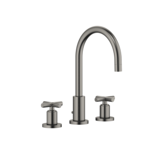 Dornbracht Tara. Drei-Loch-Armatur 20713892-99 für Waschtisch, mit Ablaufgarnitur, Ausladung 165 mm, Dark Platinum matt