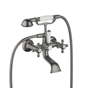 Dornbracht Madison -handle bath mixer 25023360-99 with shower set, matt dark platinum