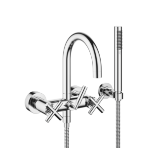 Dornbracht Wannen 2 Griff Armatur Tara. 2513389200 chrom, Kreuzgriffe, mit Garnitur