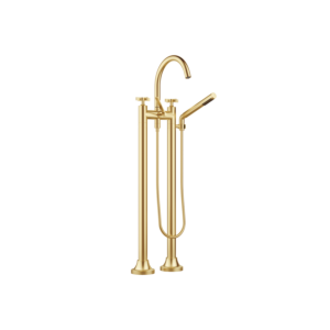 Dornbracht Vaia two-hole bath mixer 25943809-28 free-standing, with shower set, brushed brass