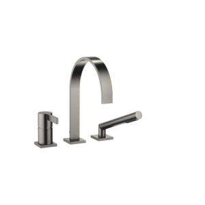 Dornbracht Mem three-hole bath mixer 27412782-99 for bath rim / tile rim installation, dark platinum matt